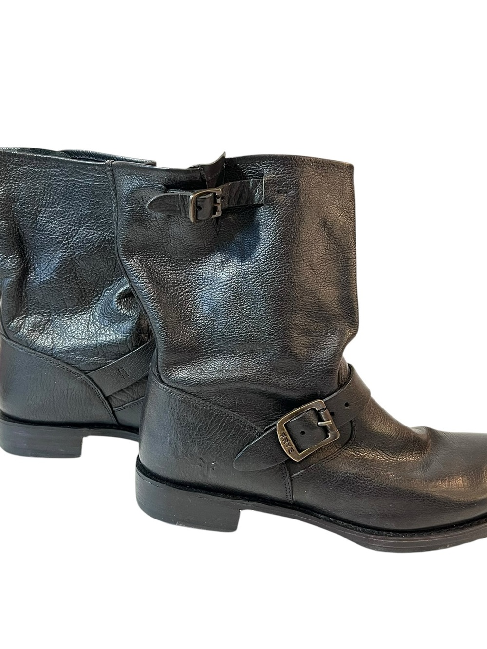FRYE Black Leather Veronica Shortie Buckle Moto Biker Boots Womens Size 12